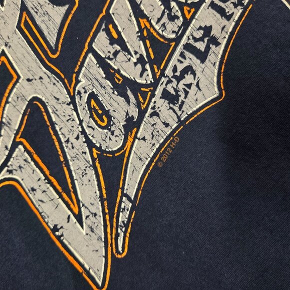 Harley Davidson Shirt Mens XL Navy Blue Distressed Logo Cancun Mexico Stratman - Picture 6 of 8